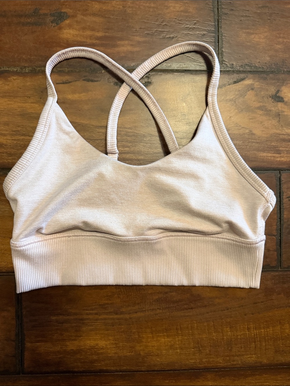 aerie Seamless Crossback Sports Bra with Adjustable Straps in  Heathered Pink